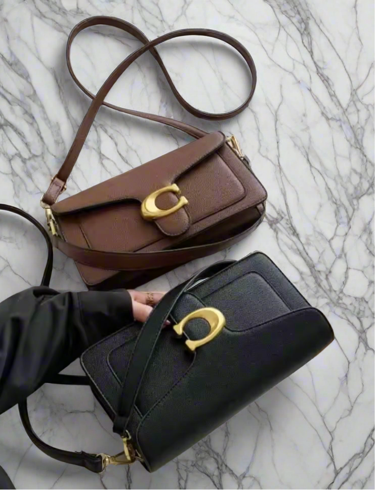 Classic leather underarm logo purse