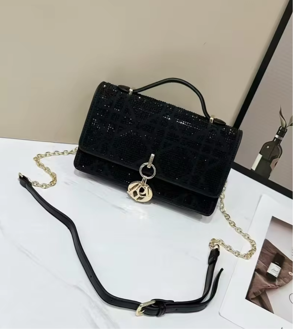 Leather Crossbody CD charm, with diamond stitched design