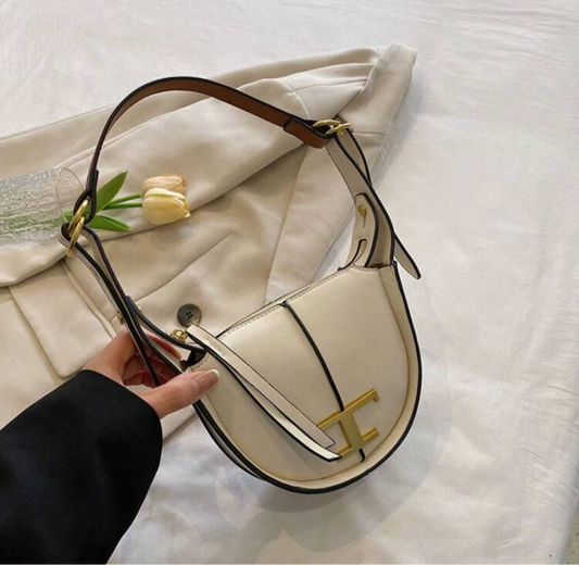 Soft leather shoulder bag with T logo