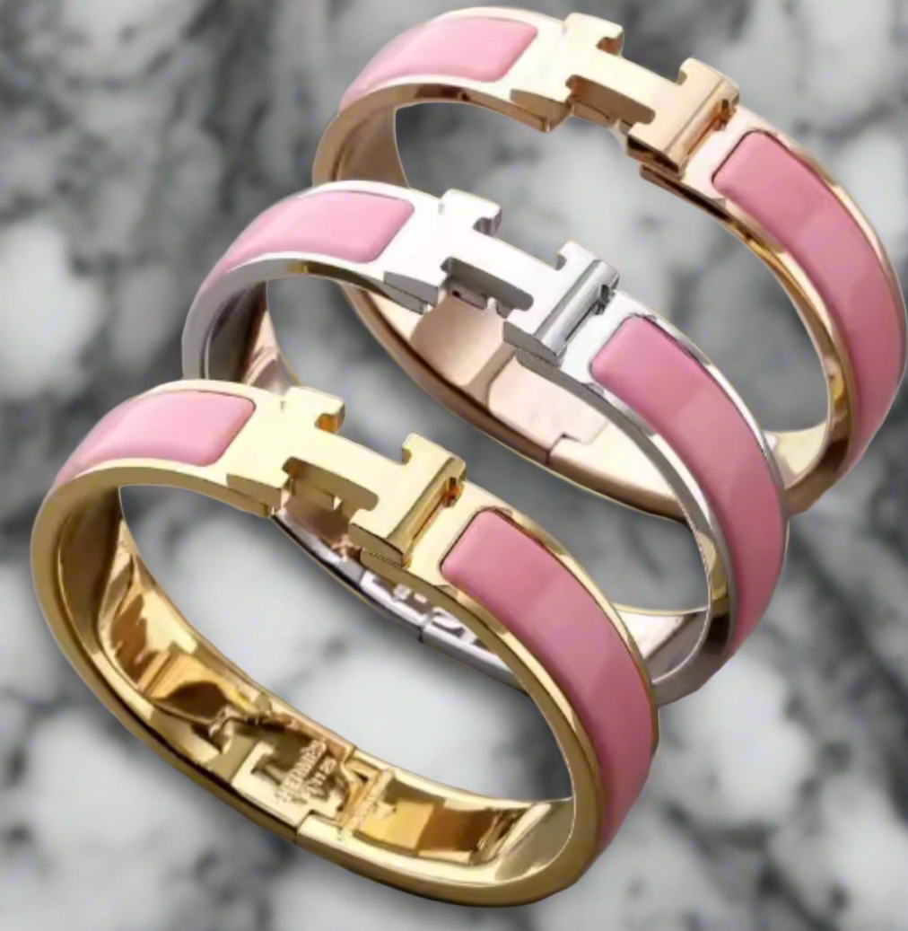 Thick band letter H bangle