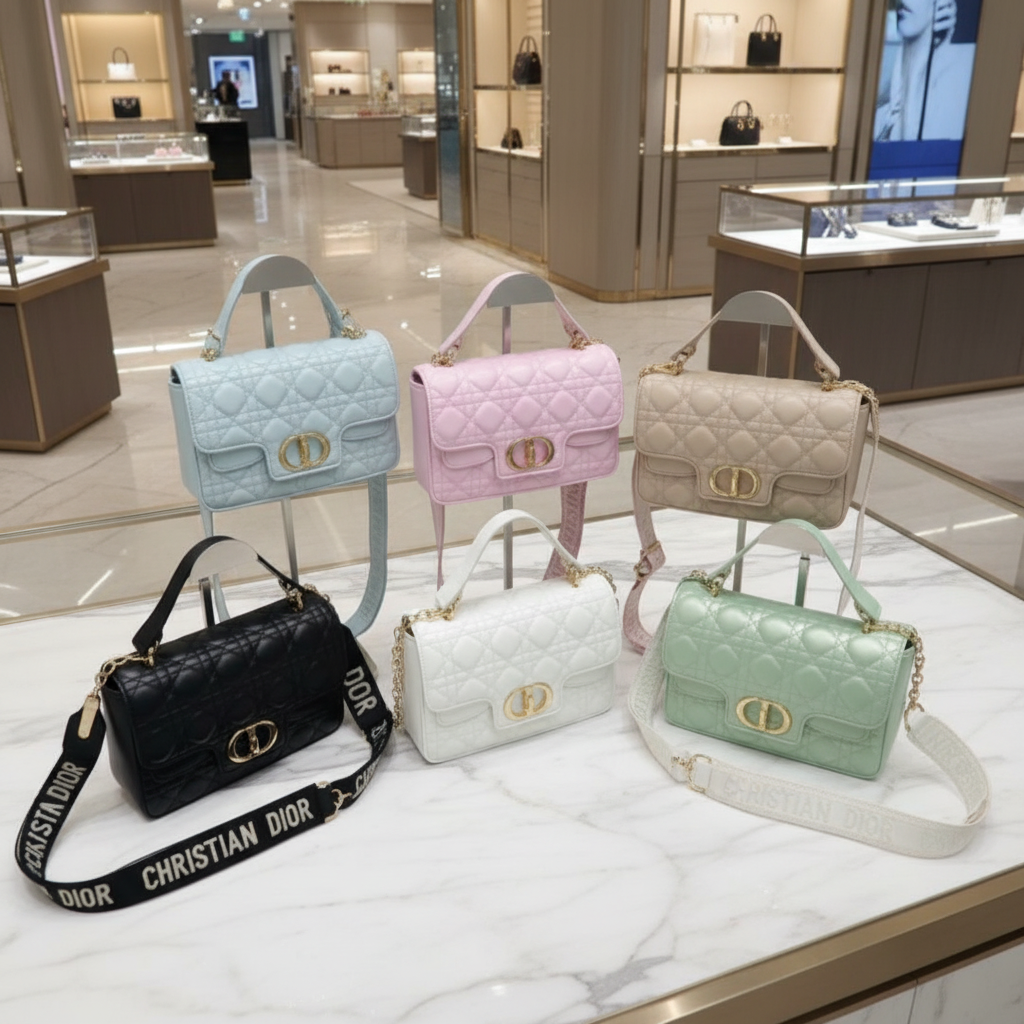 Leather Crossbody “CD Pearl” logo bag, with signature diamond quilted stitching (many options)