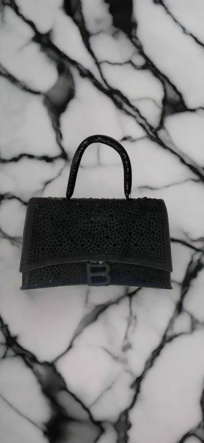 Swarovski crystal evening bag with B logo