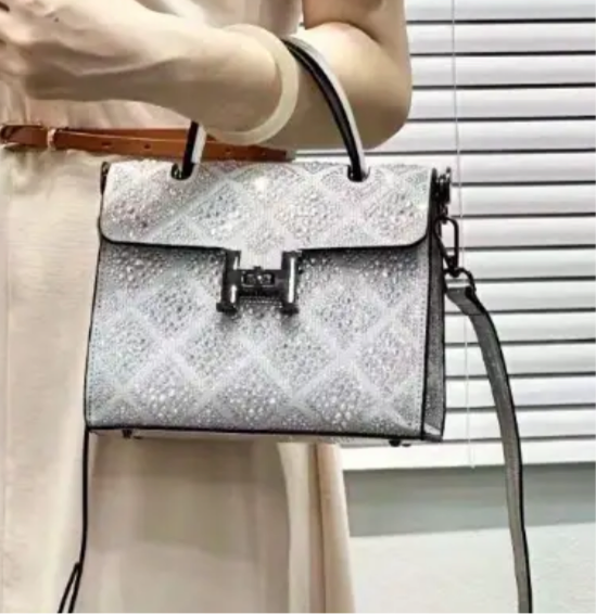 Swarovski crystal evening bag with B logo