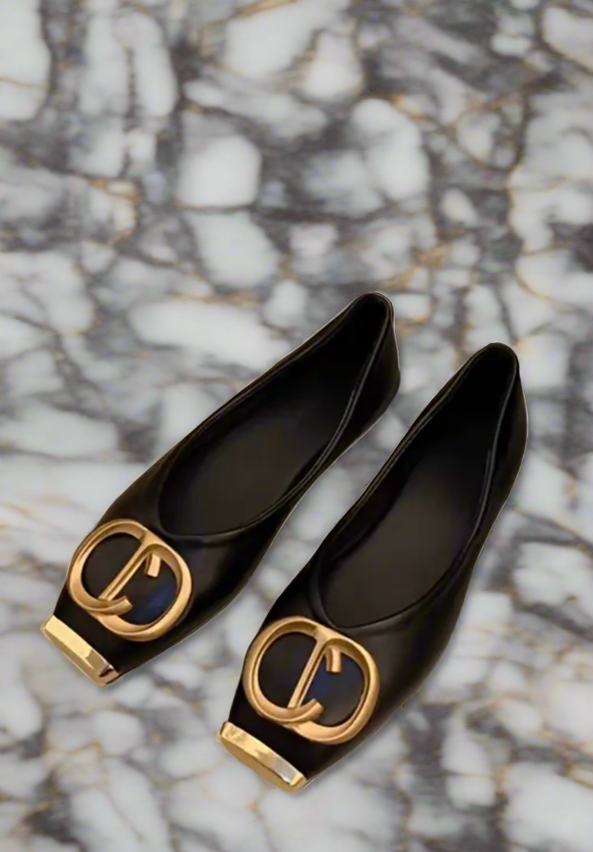 Vegan leather CD ballet flats. (NEW)