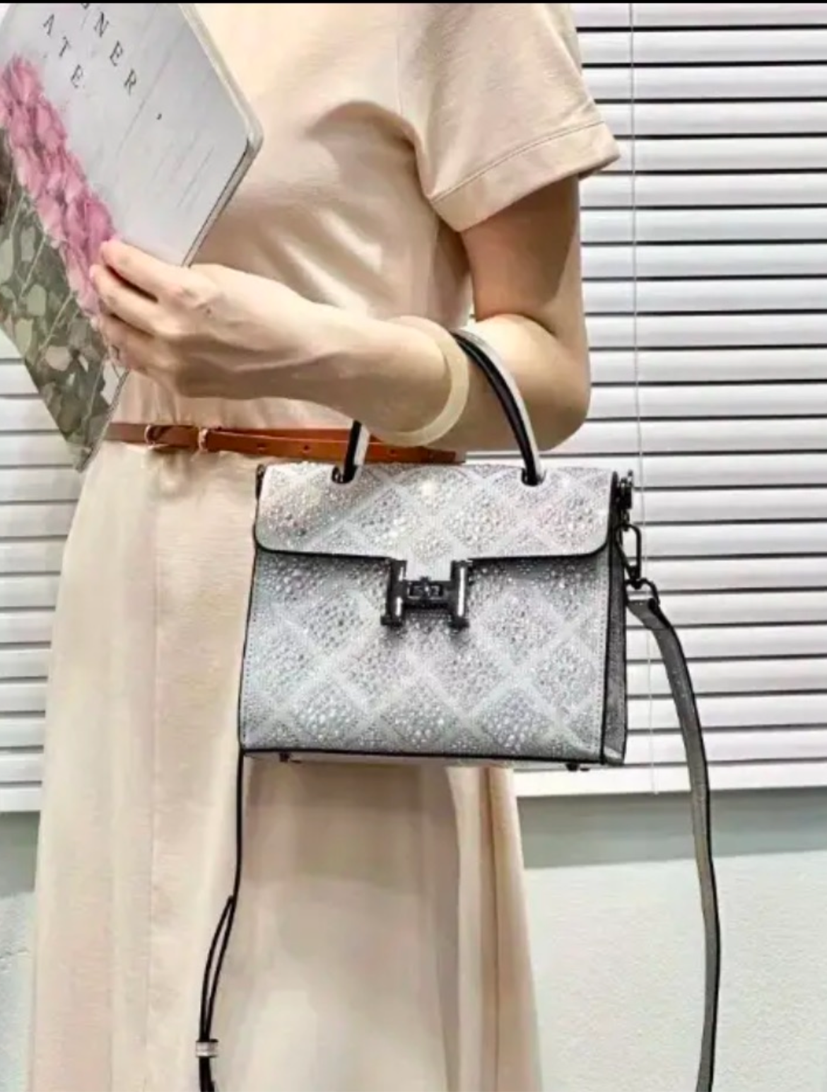 Swarovski Crystal H clutch.