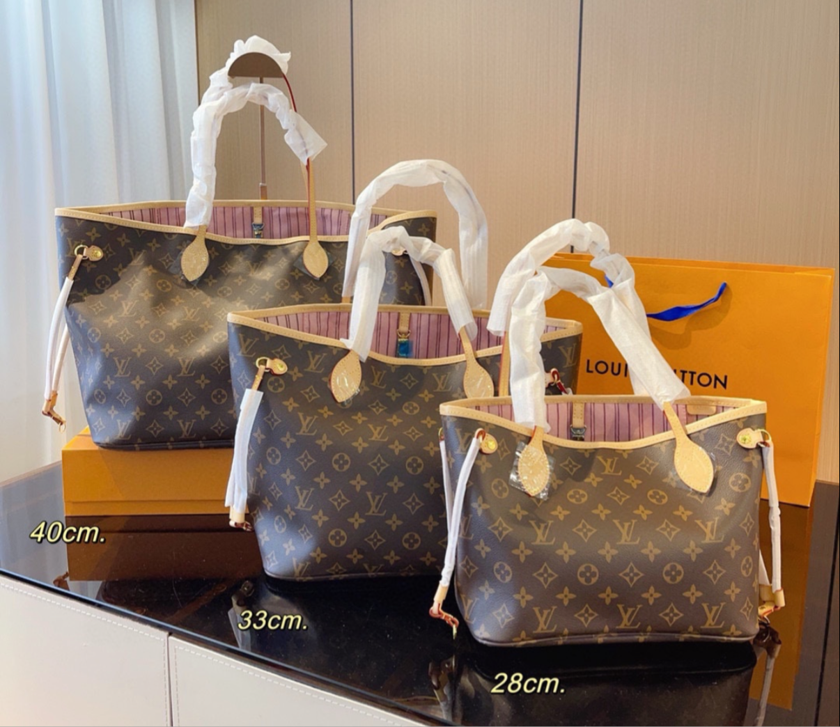 Classic NF tote bags, with matching zippered pouch