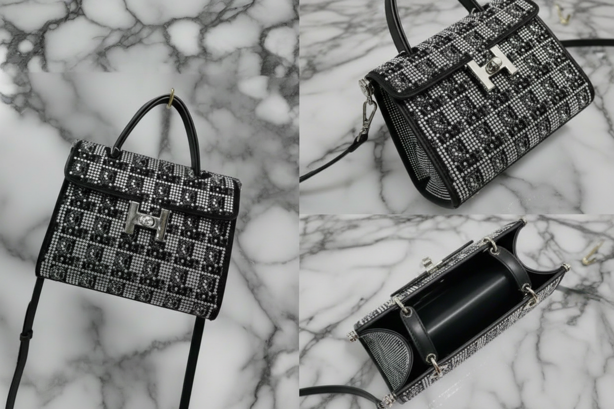 Swarovski Crystal H logo Top handle purse!