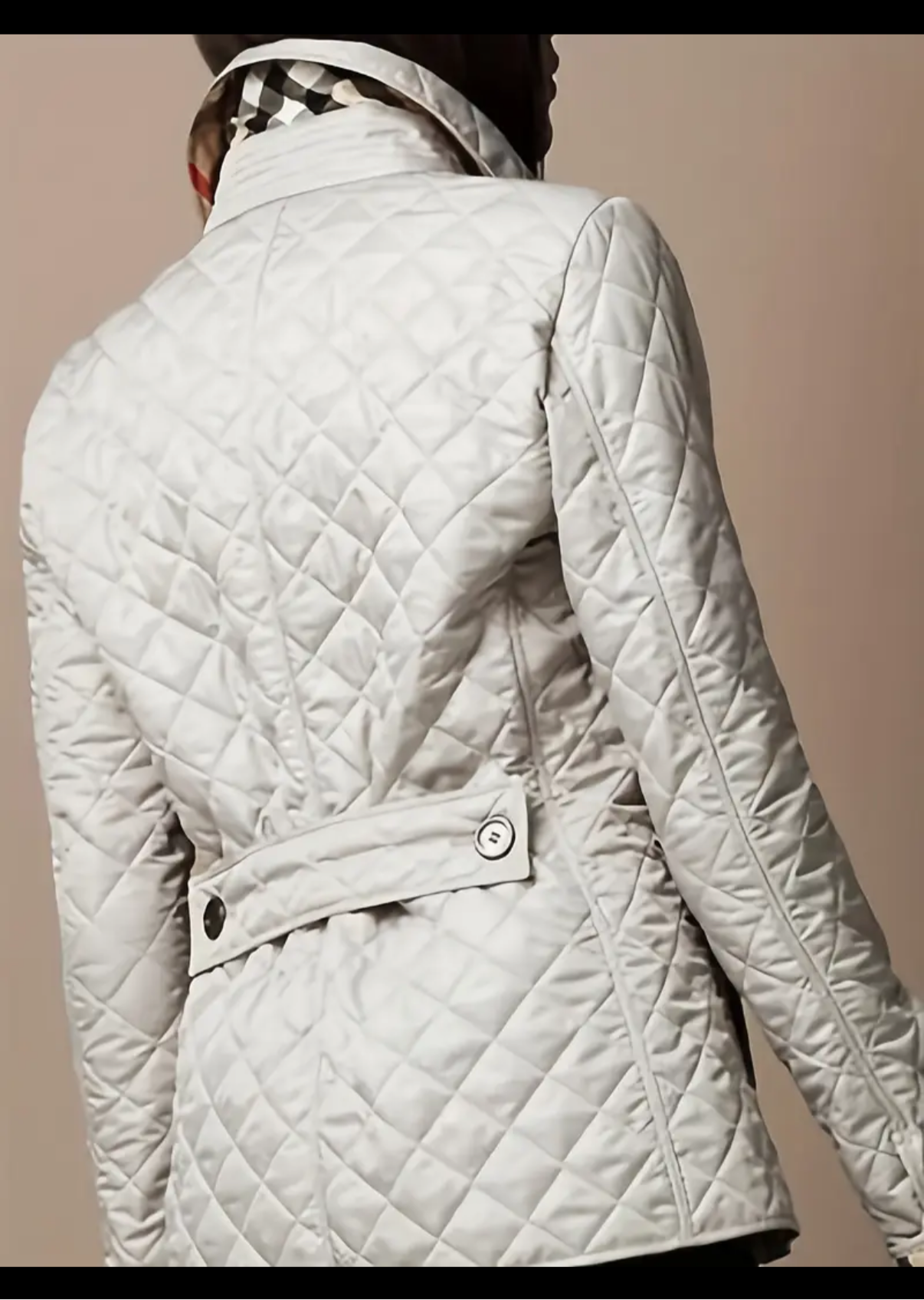 NEW!!!    Light weight black quilted jacket with beige plaid Lining (on sale!)