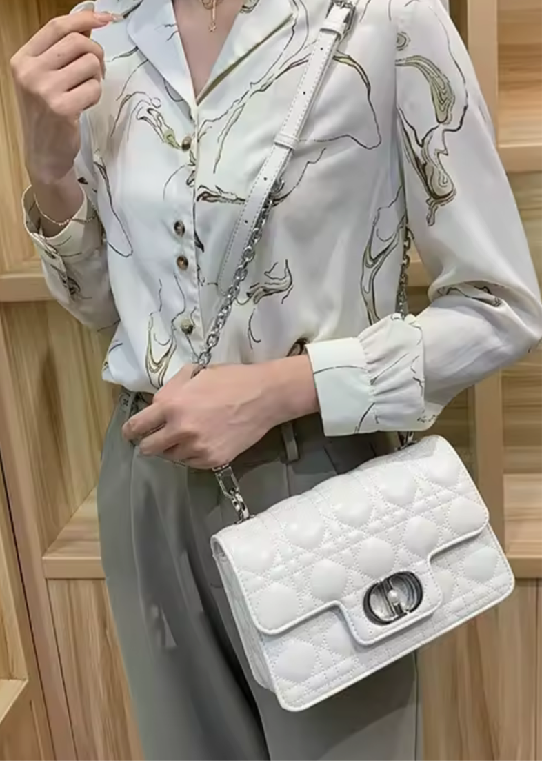 Leather Crossbody “CD Pearl” logo bag, with signature diamond quilted stitching (many options)