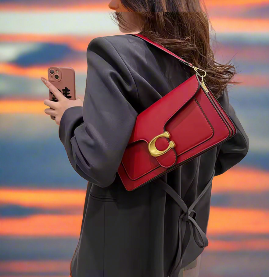 Classic leather underarm logo purse