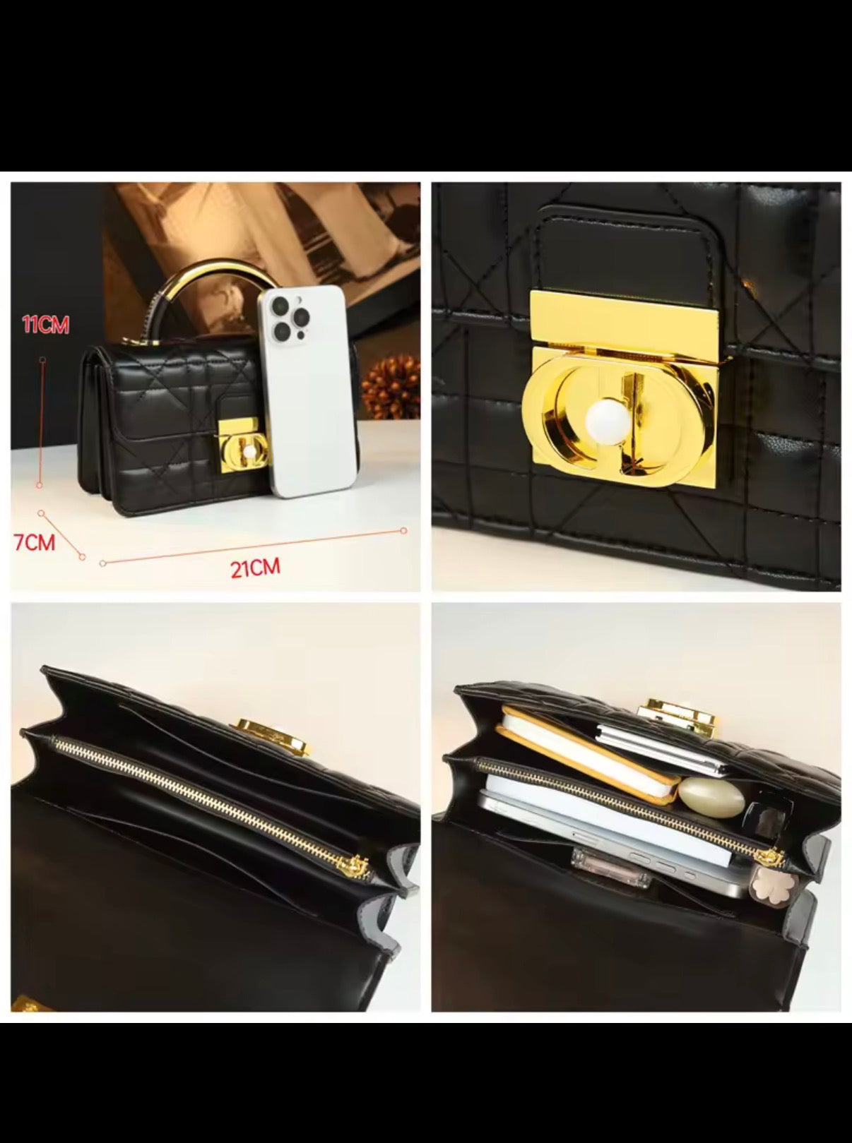 Leather Crossbody “CD Pearl” logo bag, with signature diamond quilted stitching (many options)