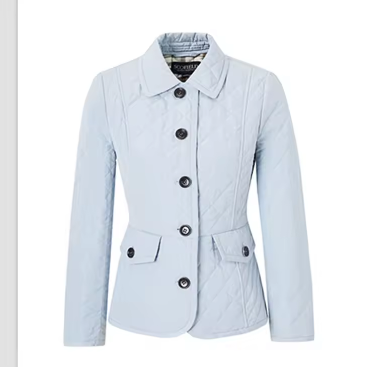 NEW!!!    Light weight black quilted jacket with beige plaid Lining (on sale!)