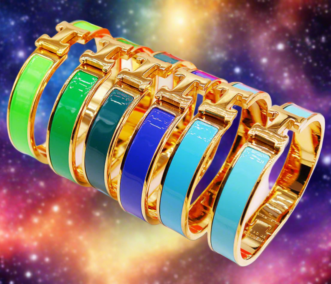 Thick band letter H bangle