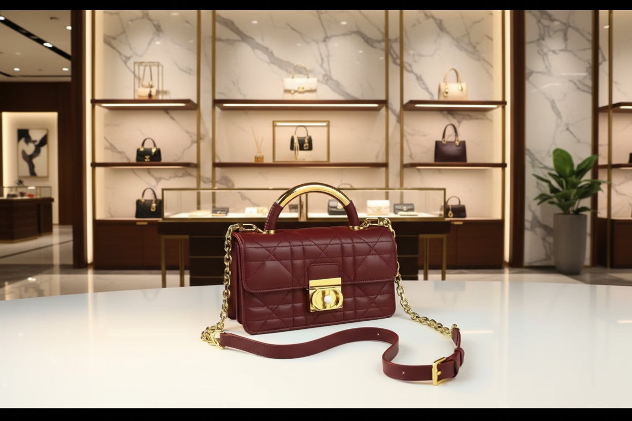 Leather Crossbody “CD Pearl” logo bag, with signature diamond quilted stitching (many options)