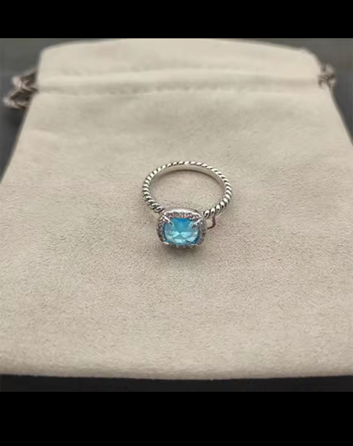 Square Sterling Silver gem stone earrings & rings with rhinestones and twisted cable style bands