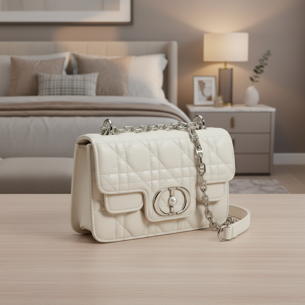 Leather Crossbody “CD Pearl” logo bag, with signature diamond quilted stitching (many options)