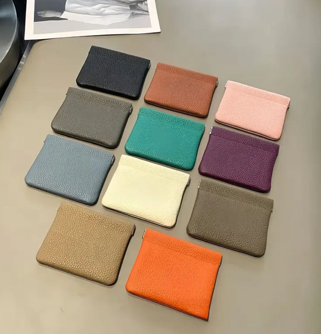 Soft leather coin pouches