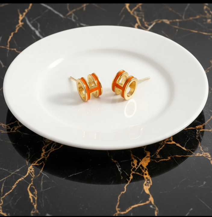 High quality bubble letter H Earrings