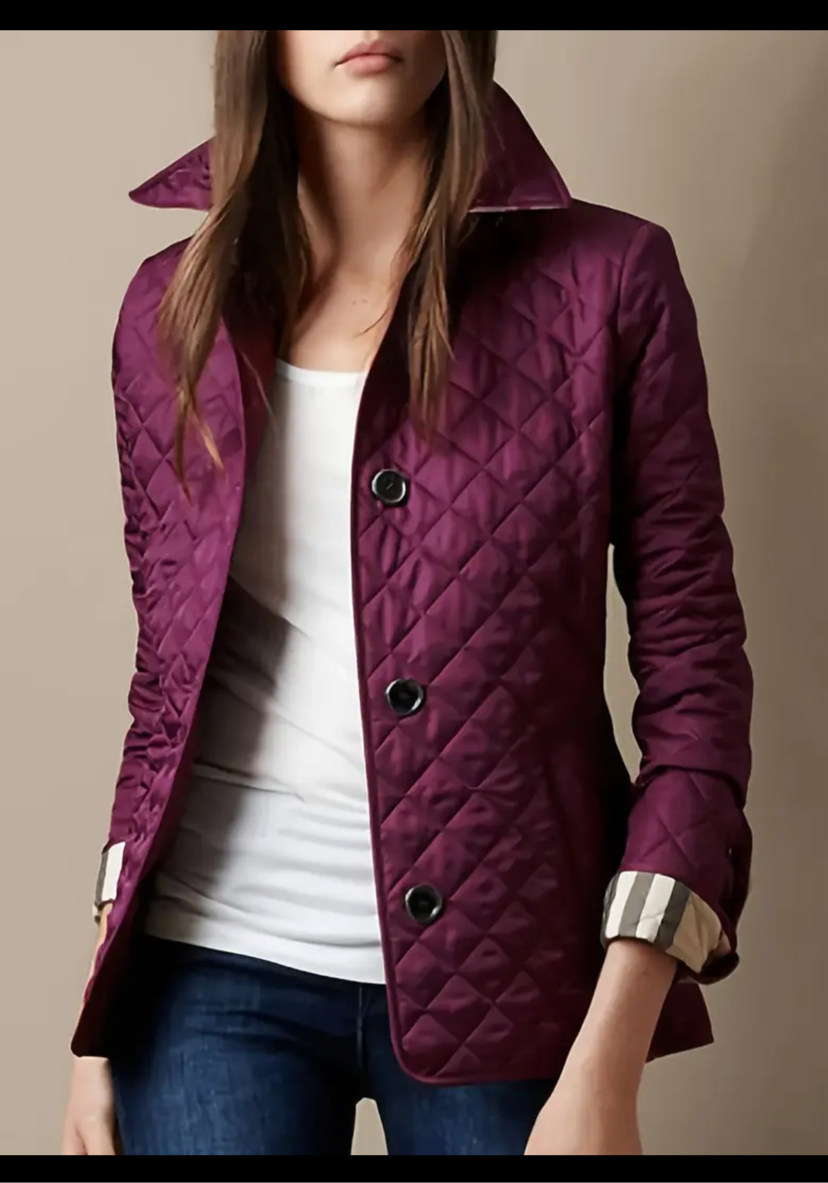 NEW!!!    Light weight black quilted jacket with beige plaid Lining (on sale!)