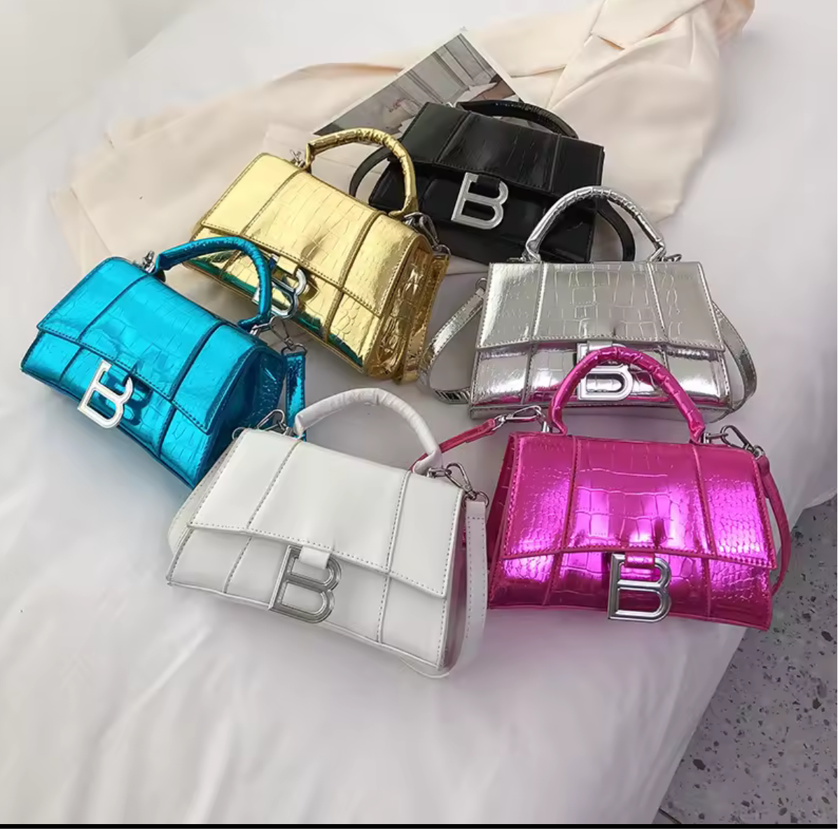 Swarovski crystal evening bag with B logo