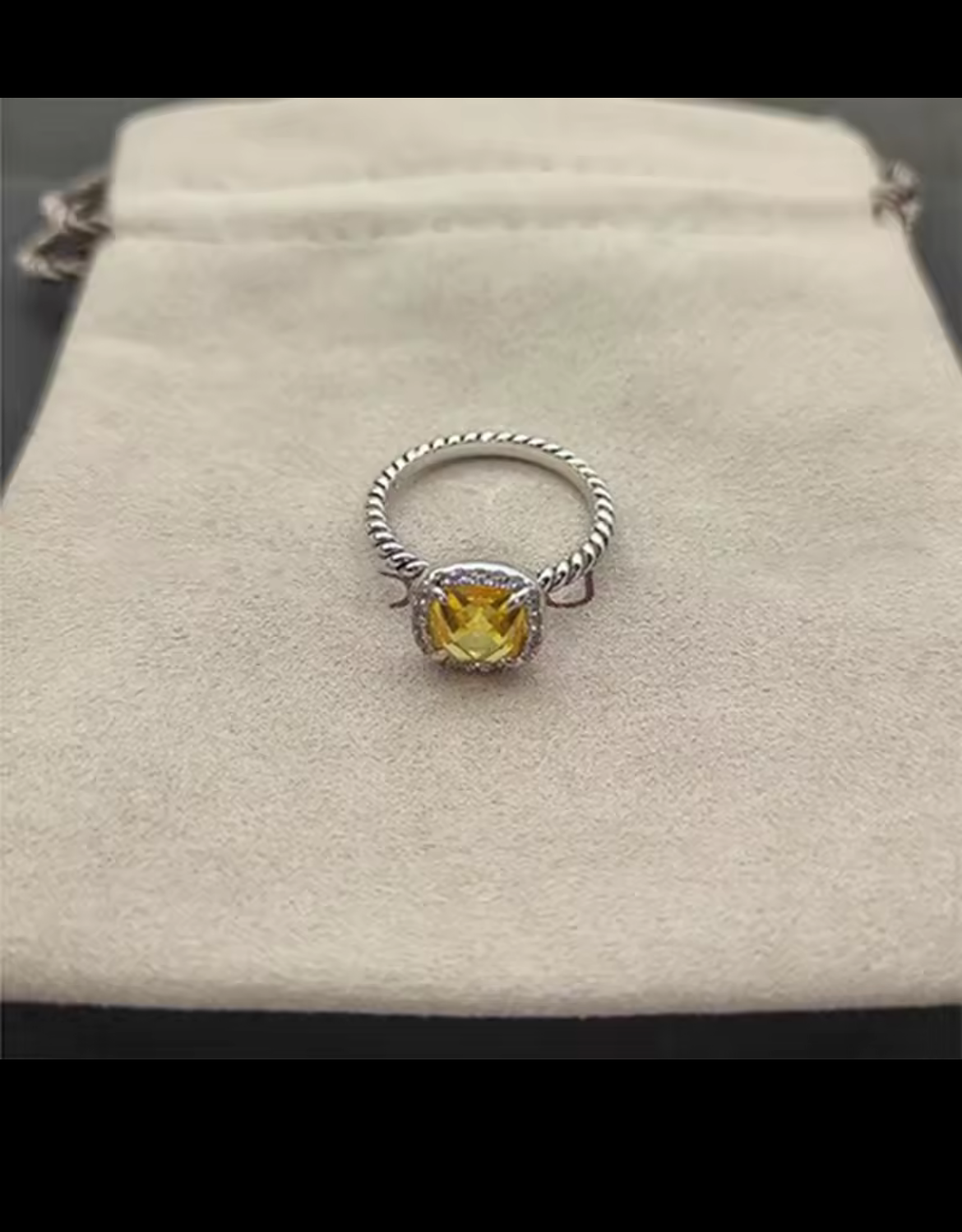 Square Sterling Silver gem stone earrings & rings with rhinestones and twisted cable style bands