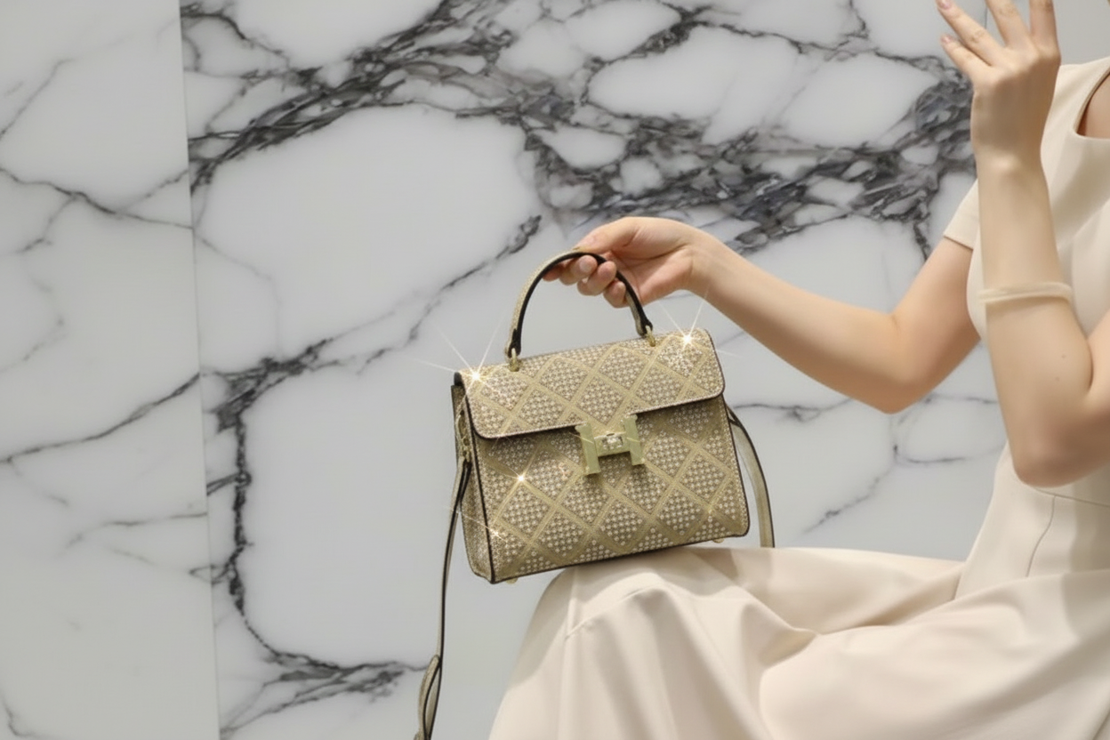Swarovski Crystal H logo Top handle purse!