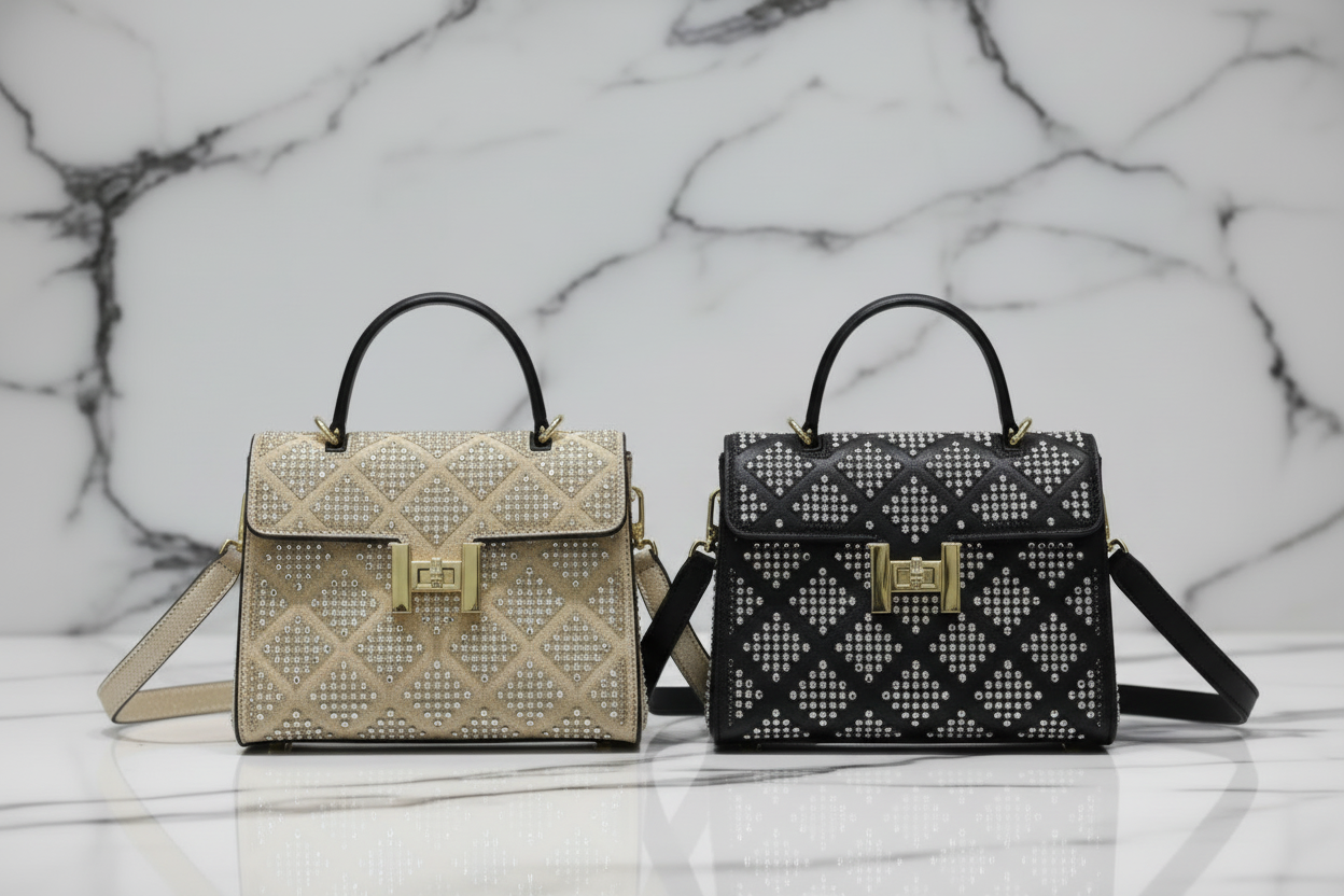 Swarovski Crystal H logo Top handle purse!