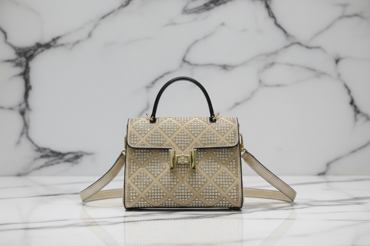 Swarovski Crystal H logo Top handle purse!
