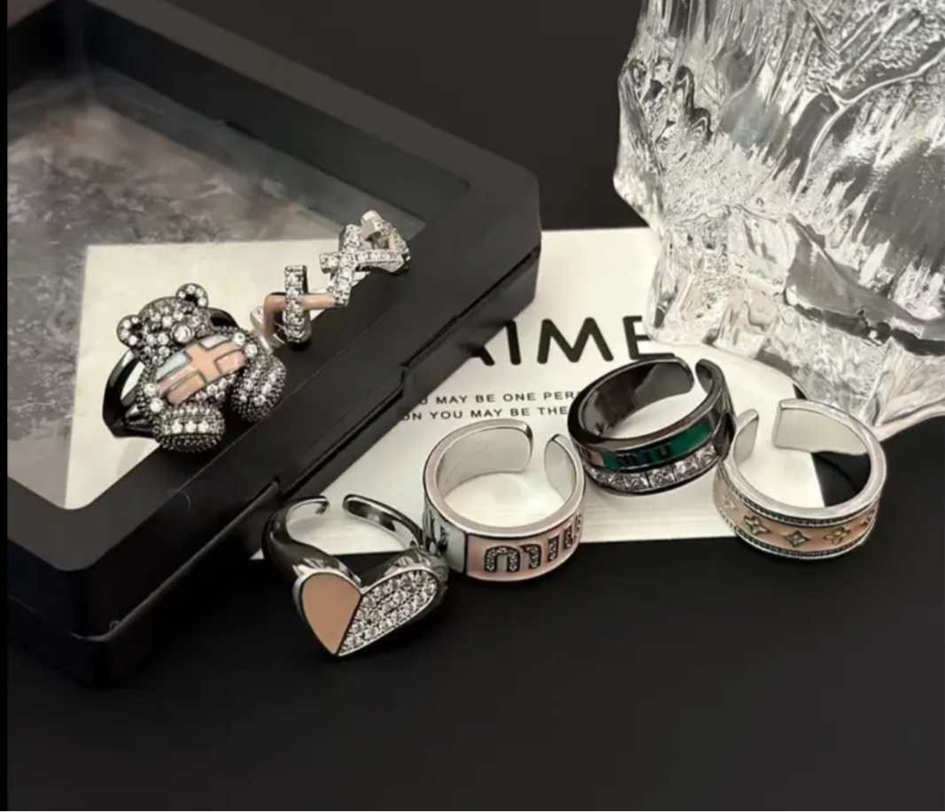 Beautiful inspired rings with logos and adjustable bands (large variety)