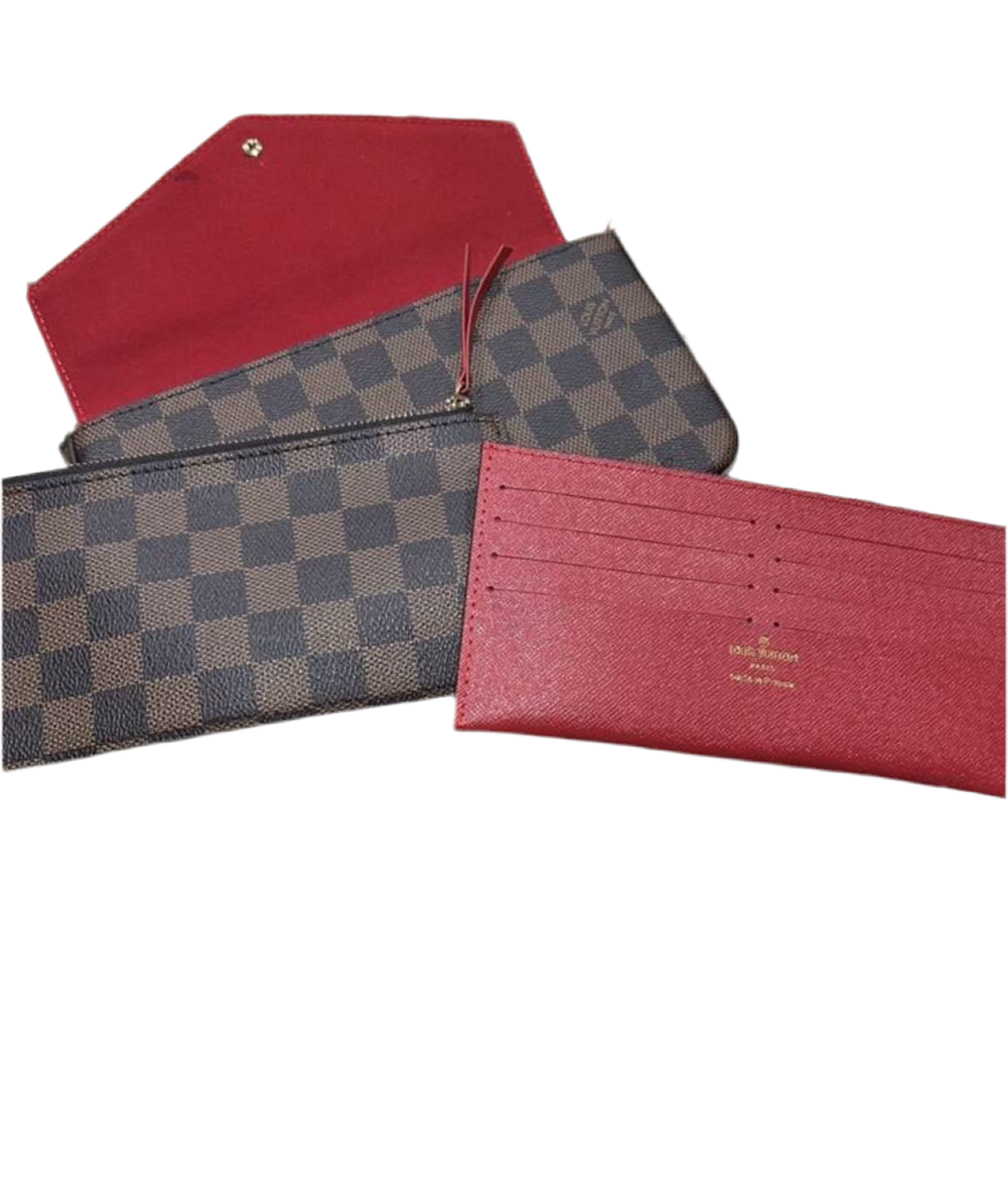 Small leather LV pouchette bag with chain and