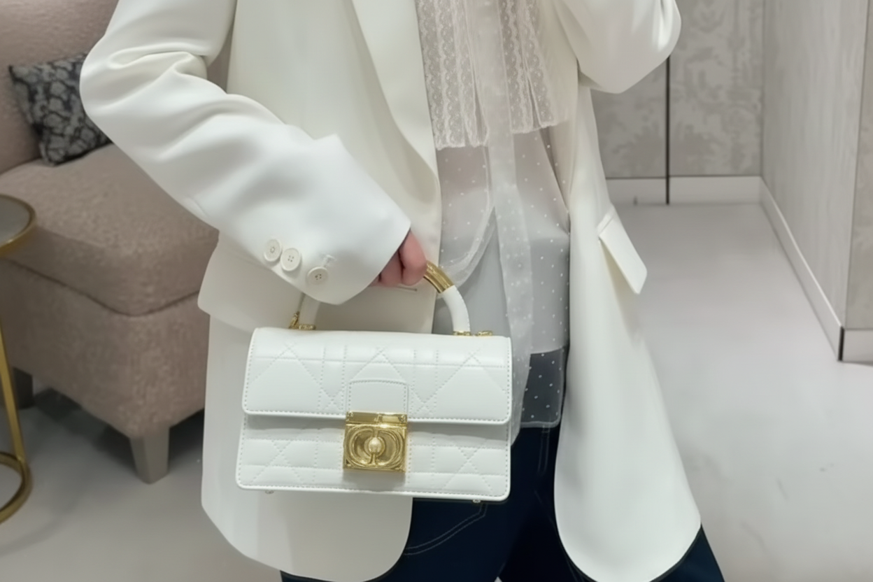 Leather Crossbody “CD Pearl” logo bag, with signature diamond quilted stitching (many options)