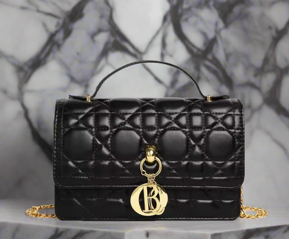 Leather Crossbody CD charm, with diamond stitched design