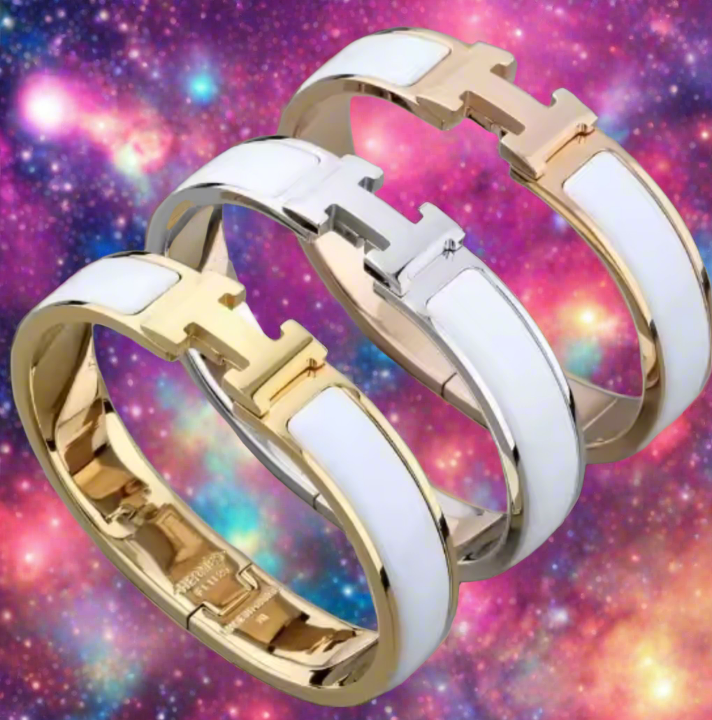 Thick band letter H bangle