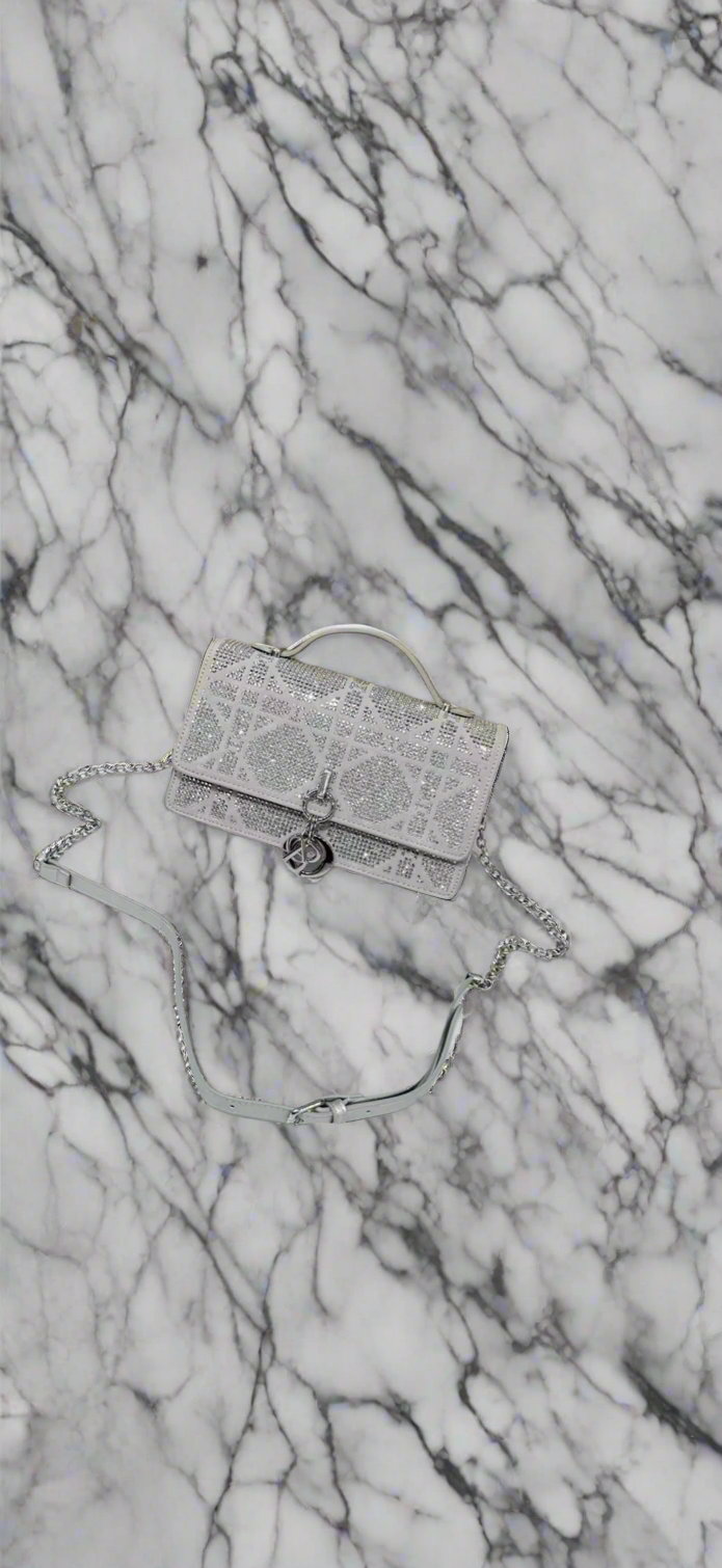 Leather Crossbody CD charm, with diamond stitched design