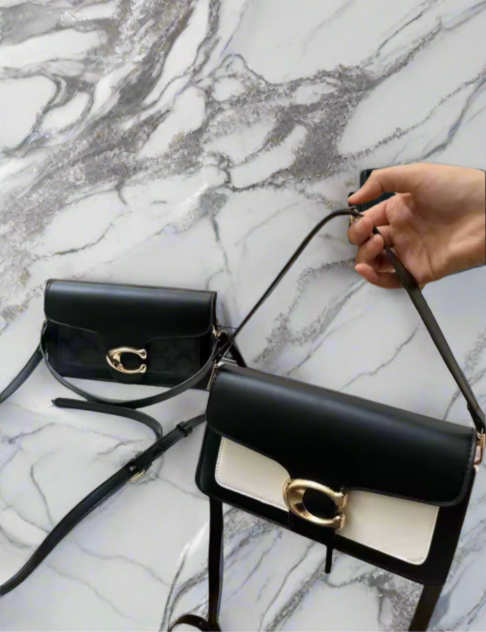 Classic leather underarm logo purse