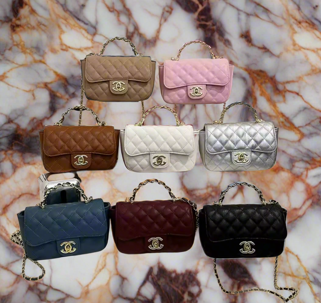Top handle flap bag with cross body strap