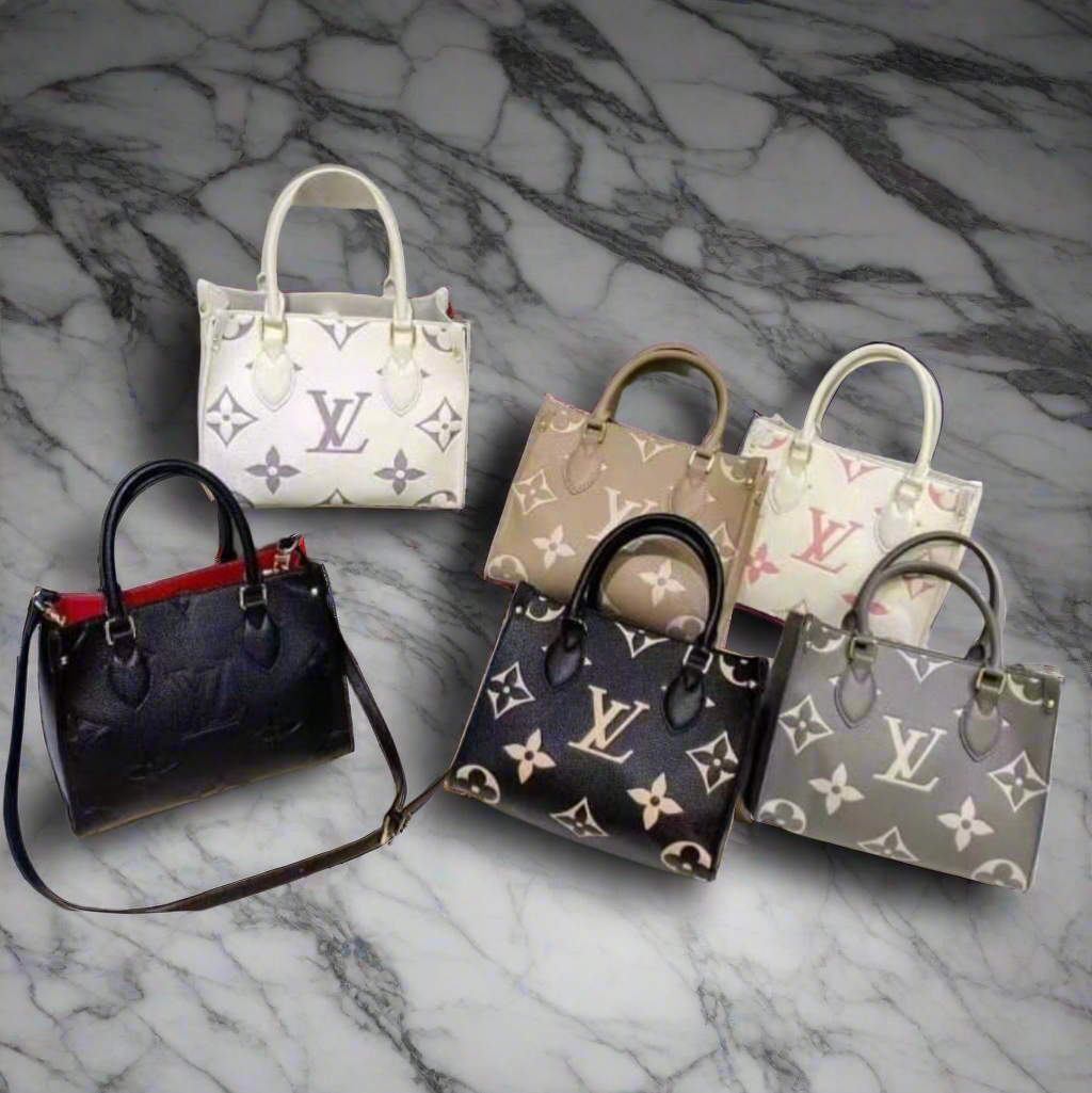 Leather structured logo tote