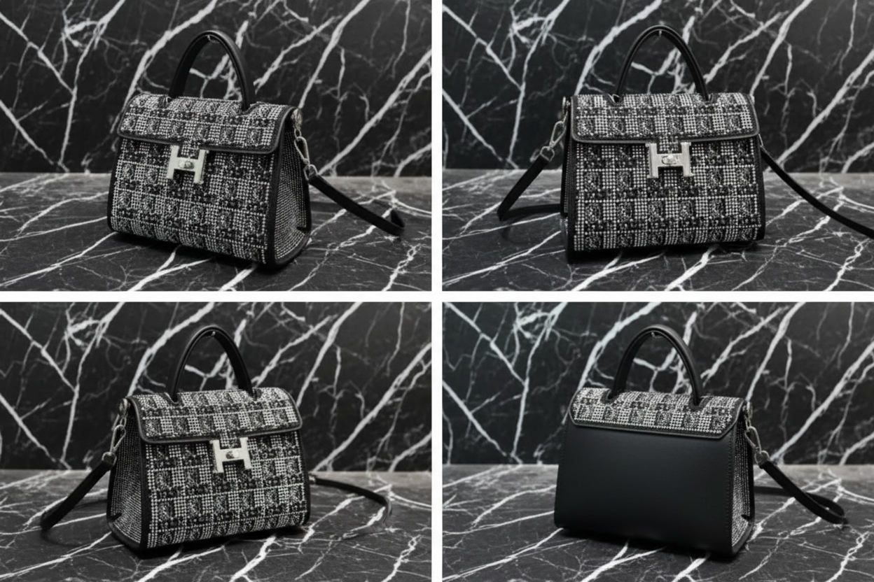 Swarovski Crystal H logo Top handle purse!