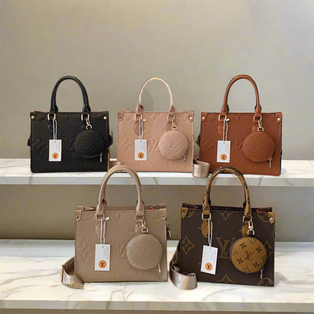 Leather structured logo tote