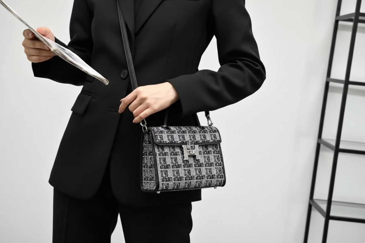 Swarovski Crystal H logo Top handle purse!