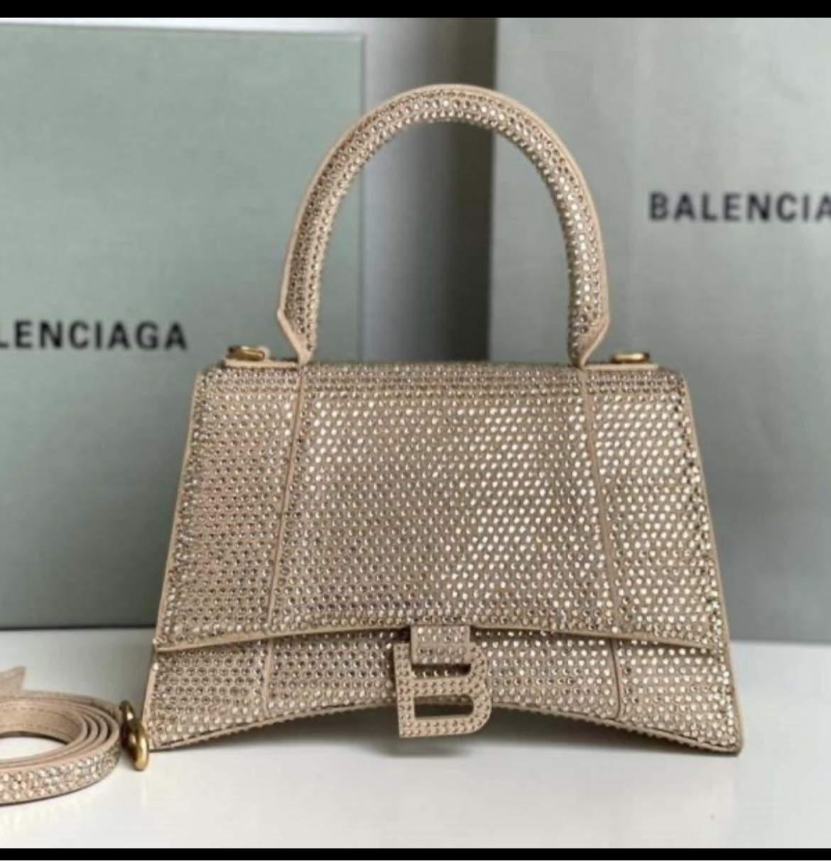 Swarovski crystal evening bag with B logo