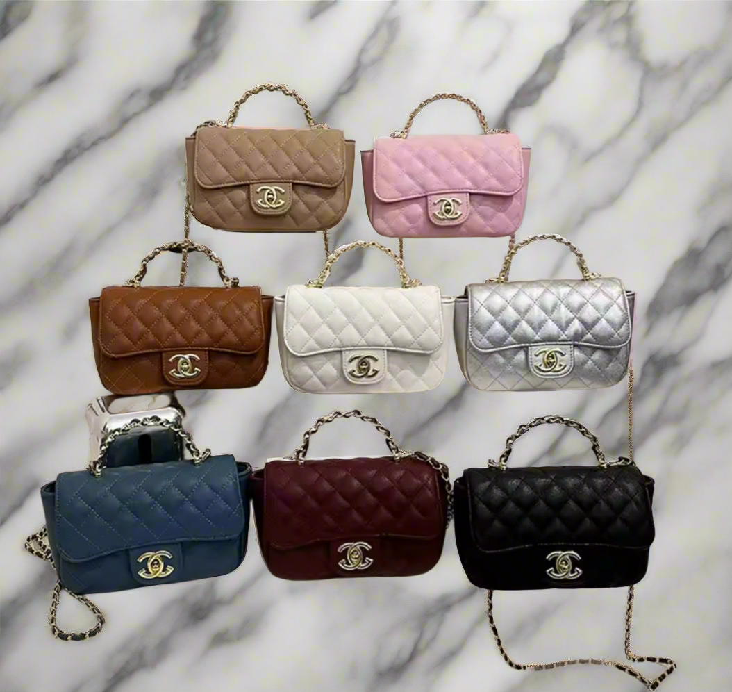 Top handle flap bag with cross body strap