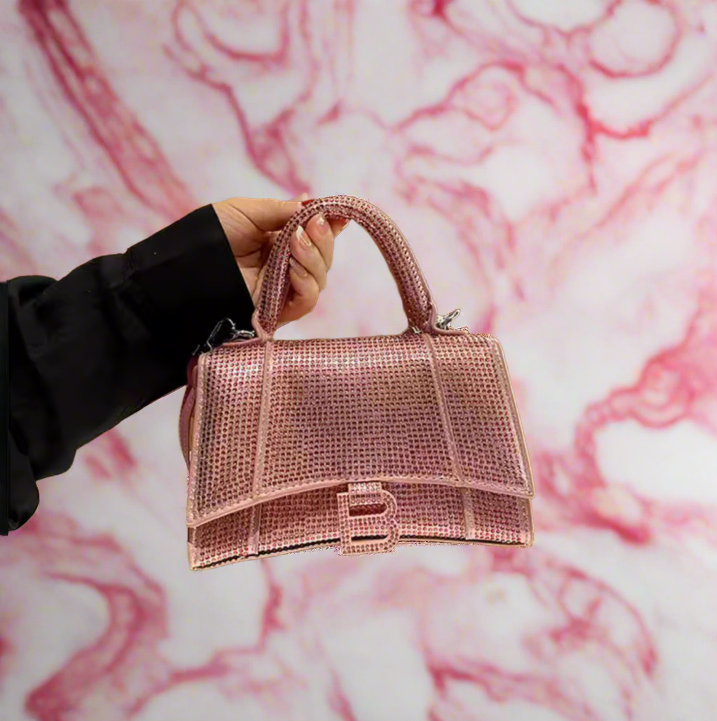 Swarovski crystal evening bag with B logo