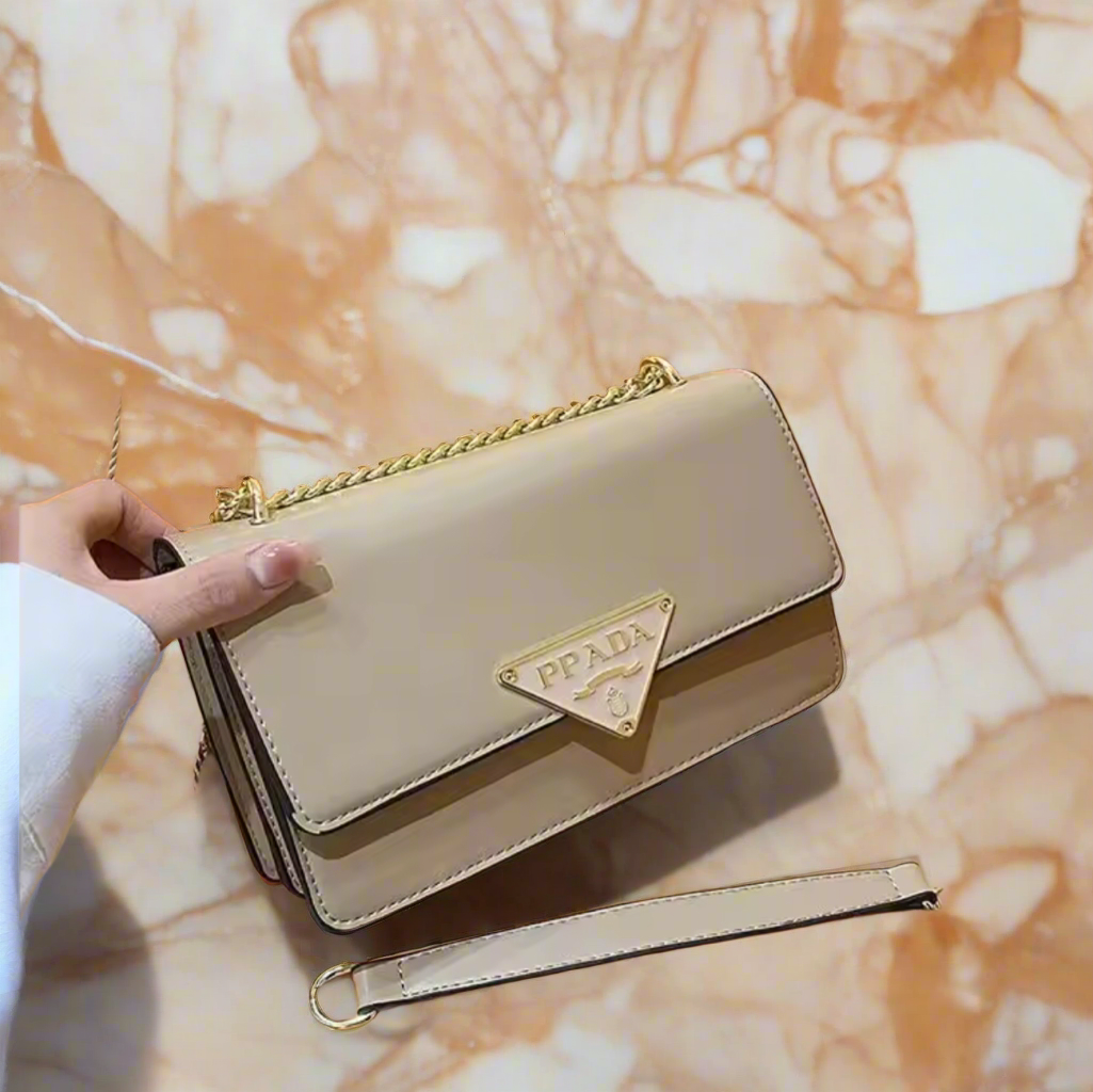 Small colorful crossbody flap bags with triangle logo snap closure