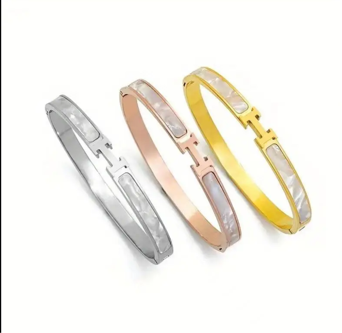 H bangle bracelets. (Variety)