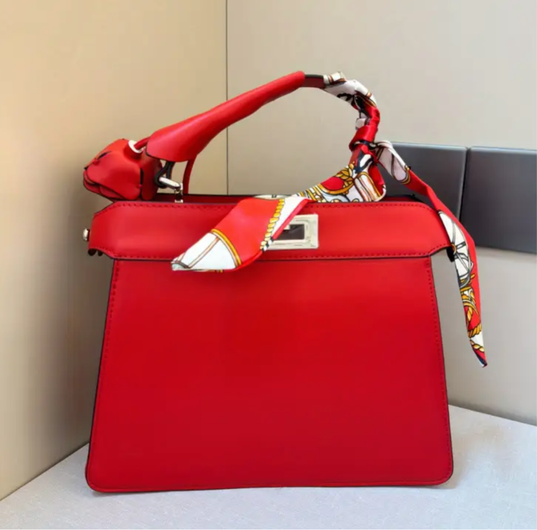 Peekaboo style top handle tote bag