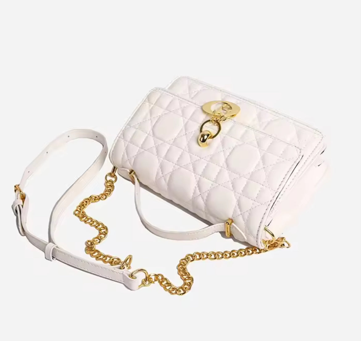 Leather Crossbody CD charm, with diamond stitched design