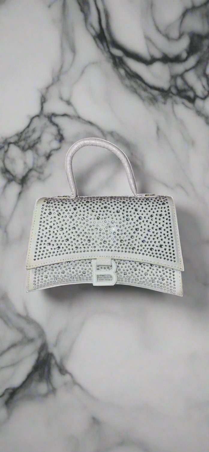 Swarovski crystal evening bag with B logo