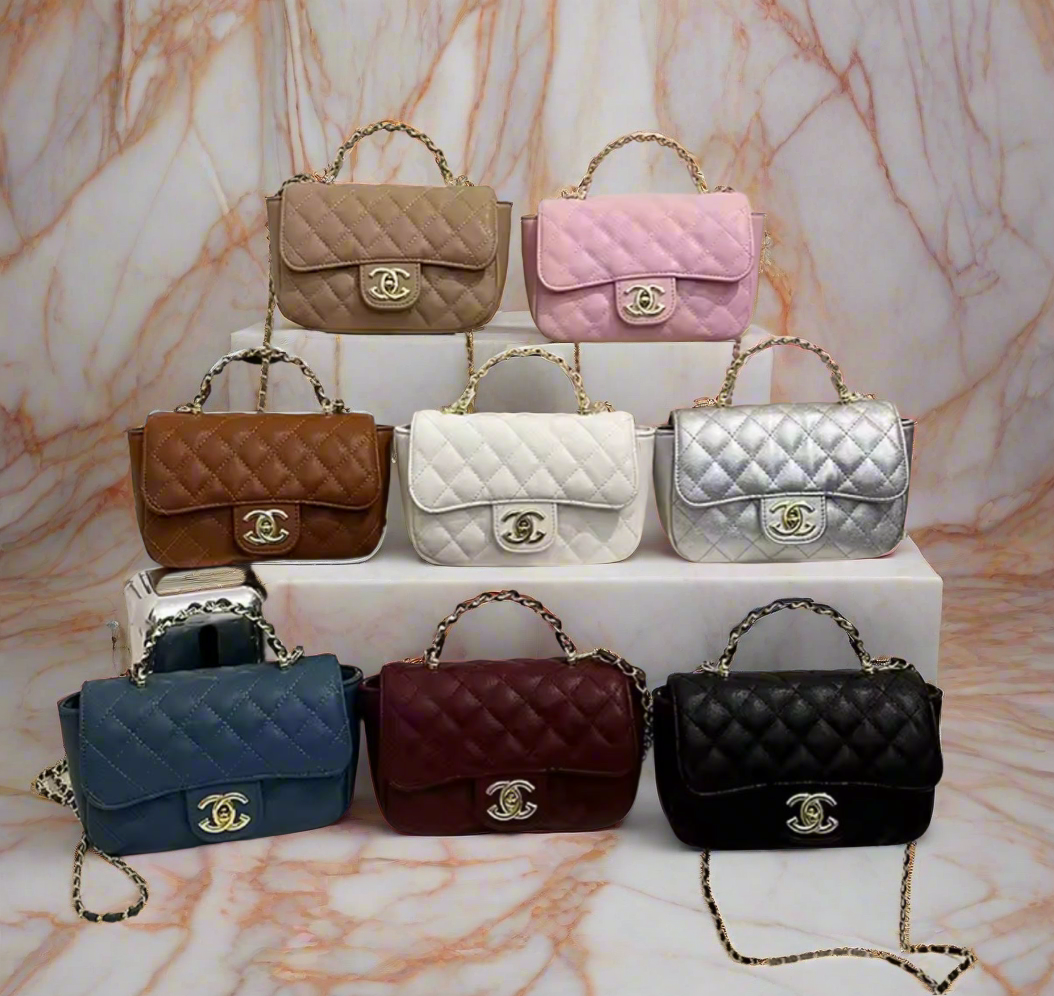 Top handle flap bag with cross body strap