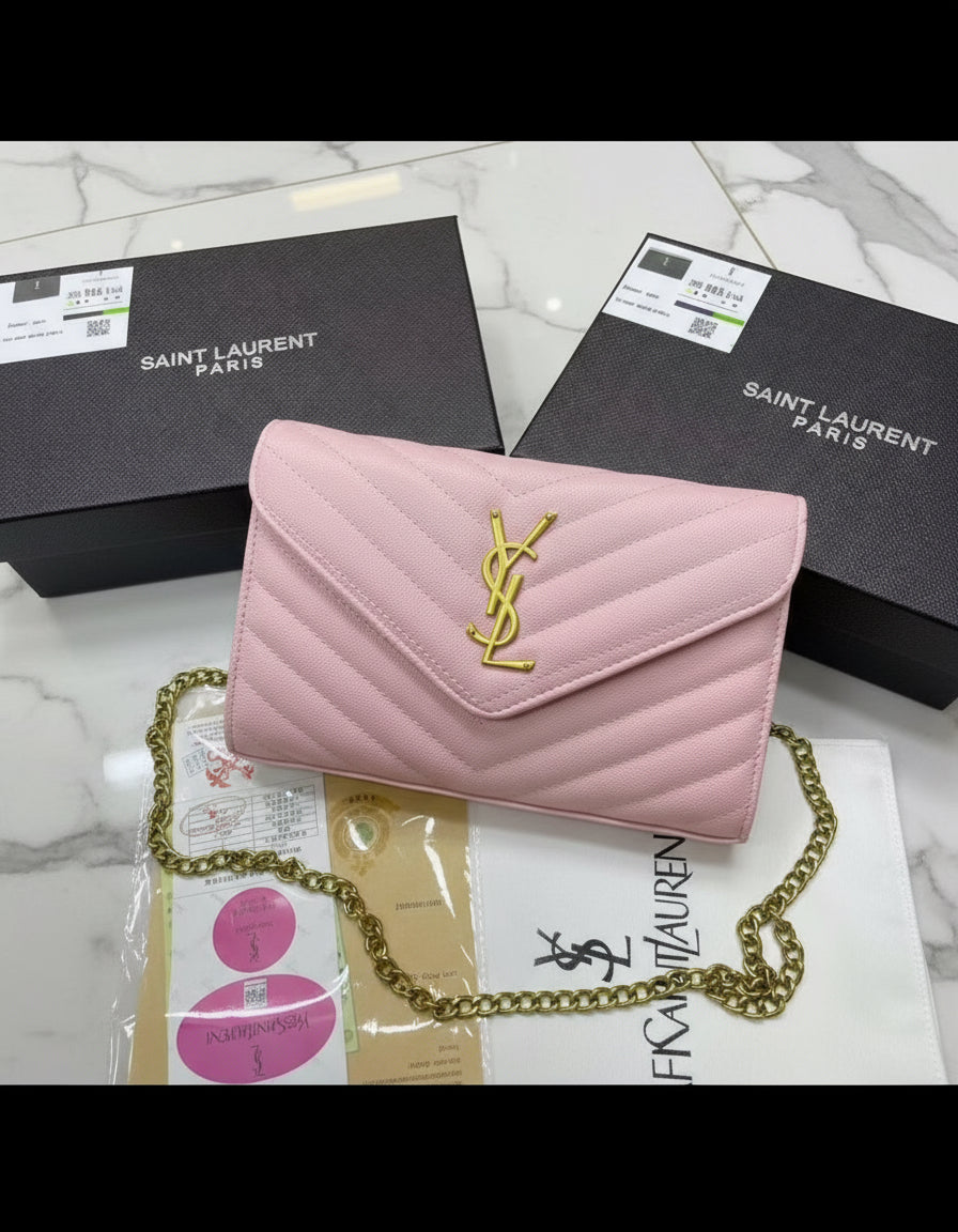 French leather Chevron logo crossbody clutch bag